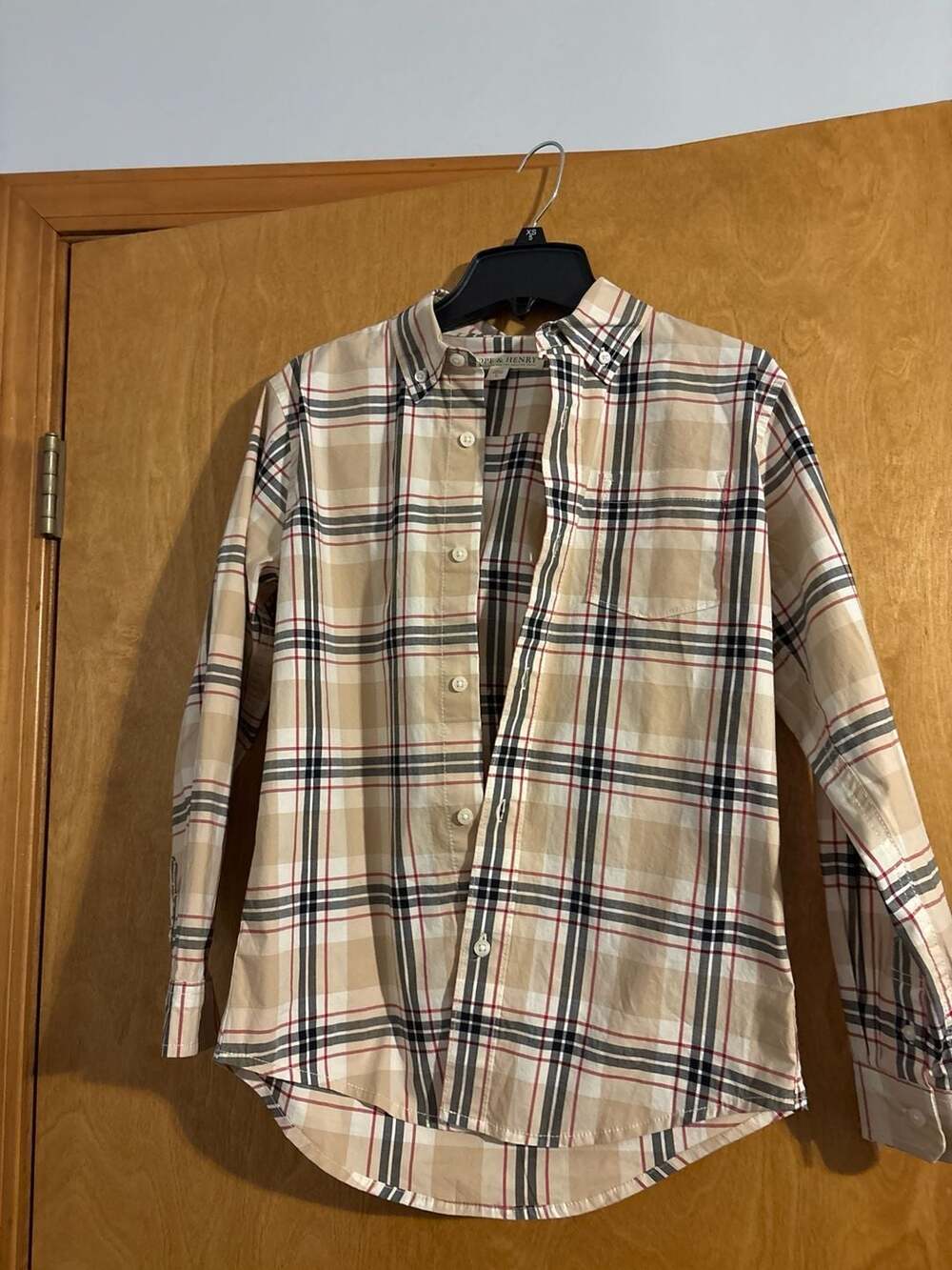 Hope & Henry Kids Long Sleeve Stretch Poplin Button-Down Plaid Shirt